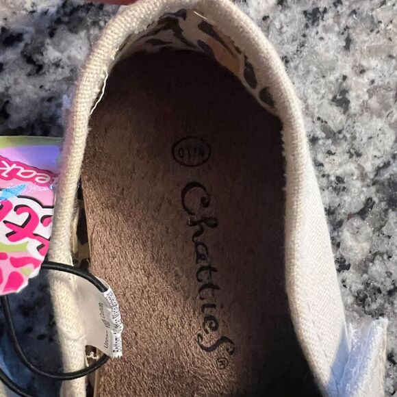 Chatties Toddler Girls Sz 9/10 Slip On Ballet Flats Shoes Canvas Ivory - Picture 3 of 5